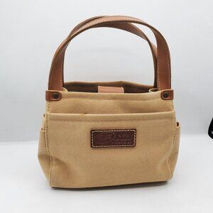 VINTAGE FOSSIL BURLAP and LEATHER BAG